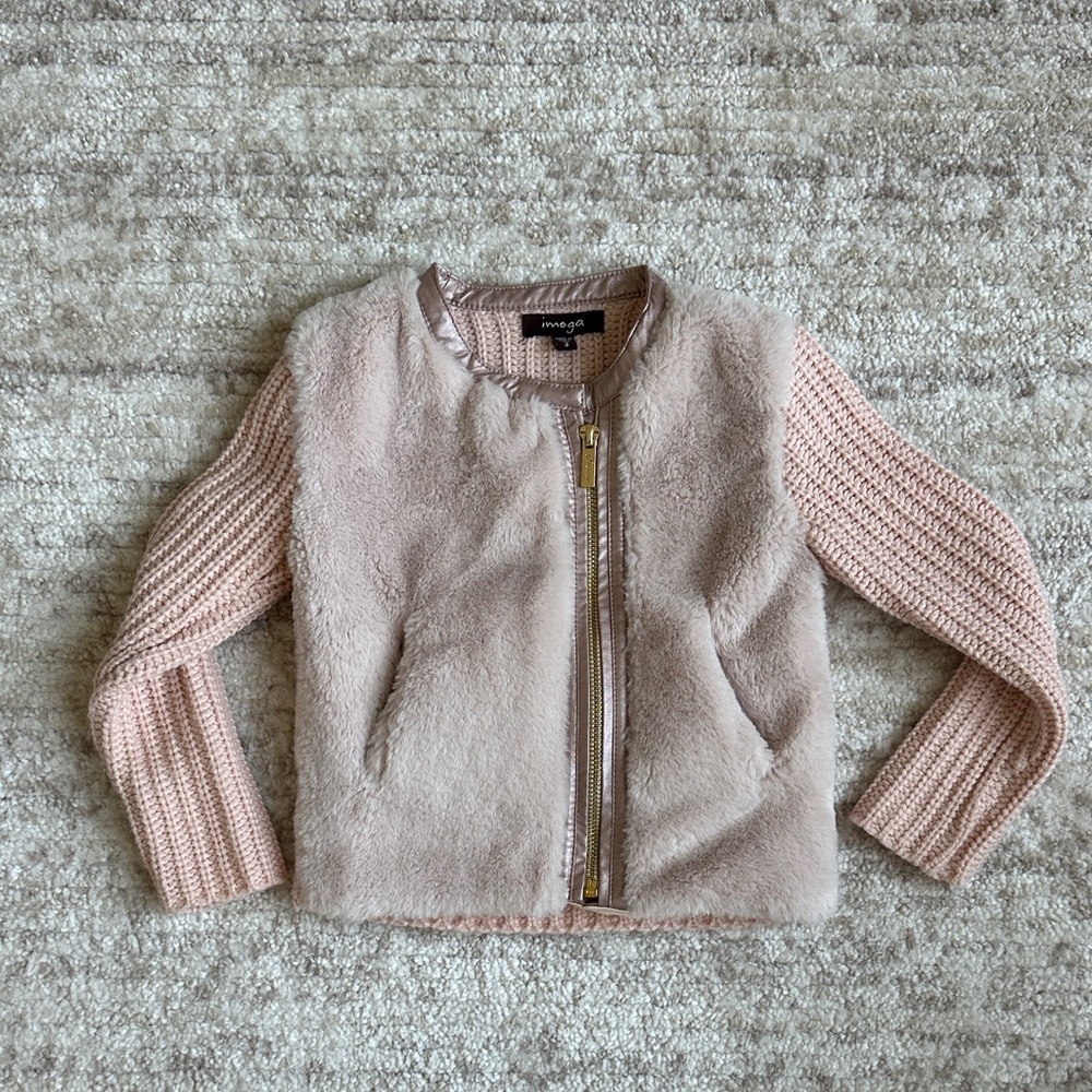 Imoga Kids Blush Faux Fur Sweater